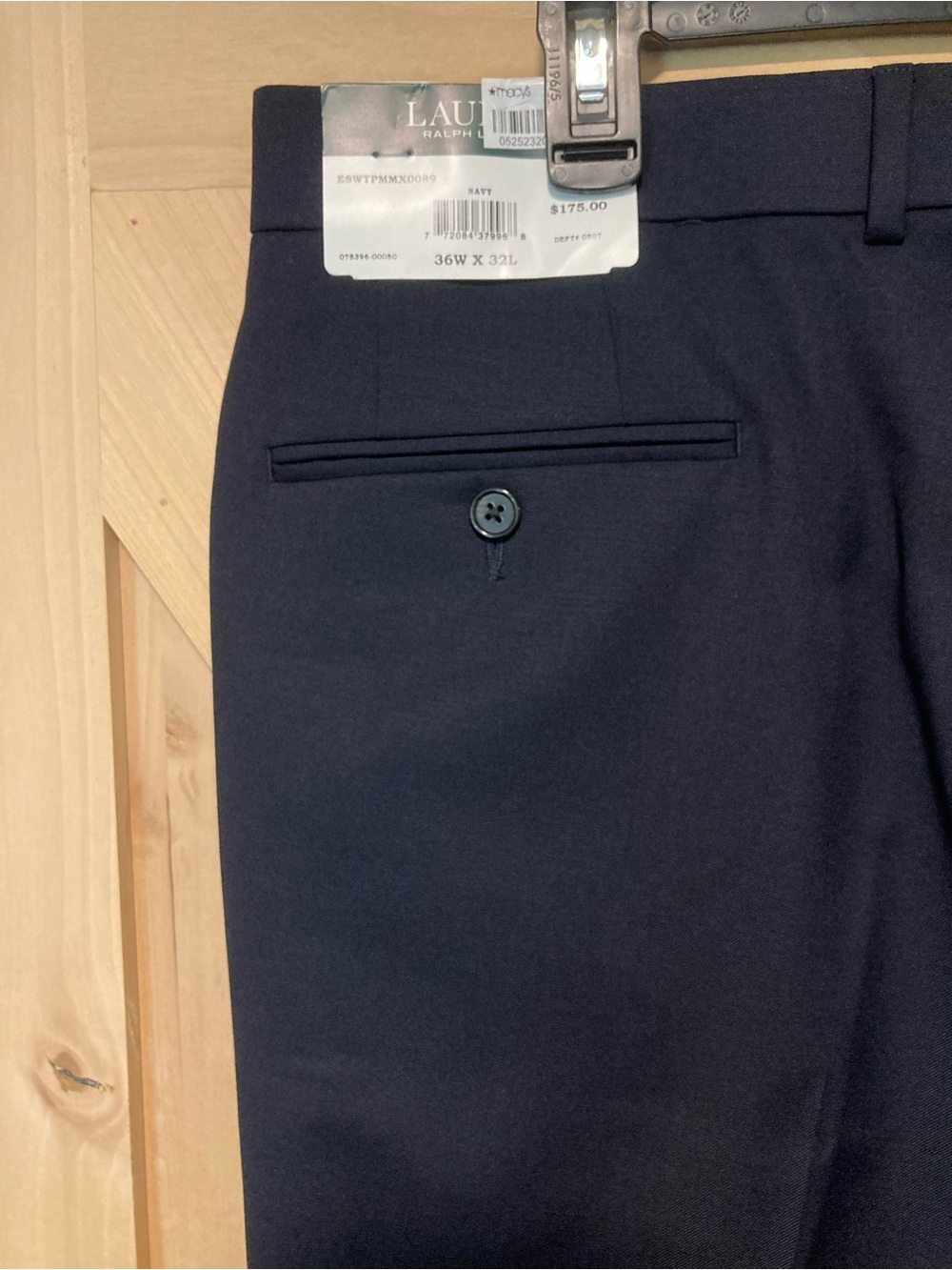 Lauren Ralph Lauren Navy Dress Pants Solid Ultraflex Cuff Hem Wool 36x32 NWT - Picture 8 of 14